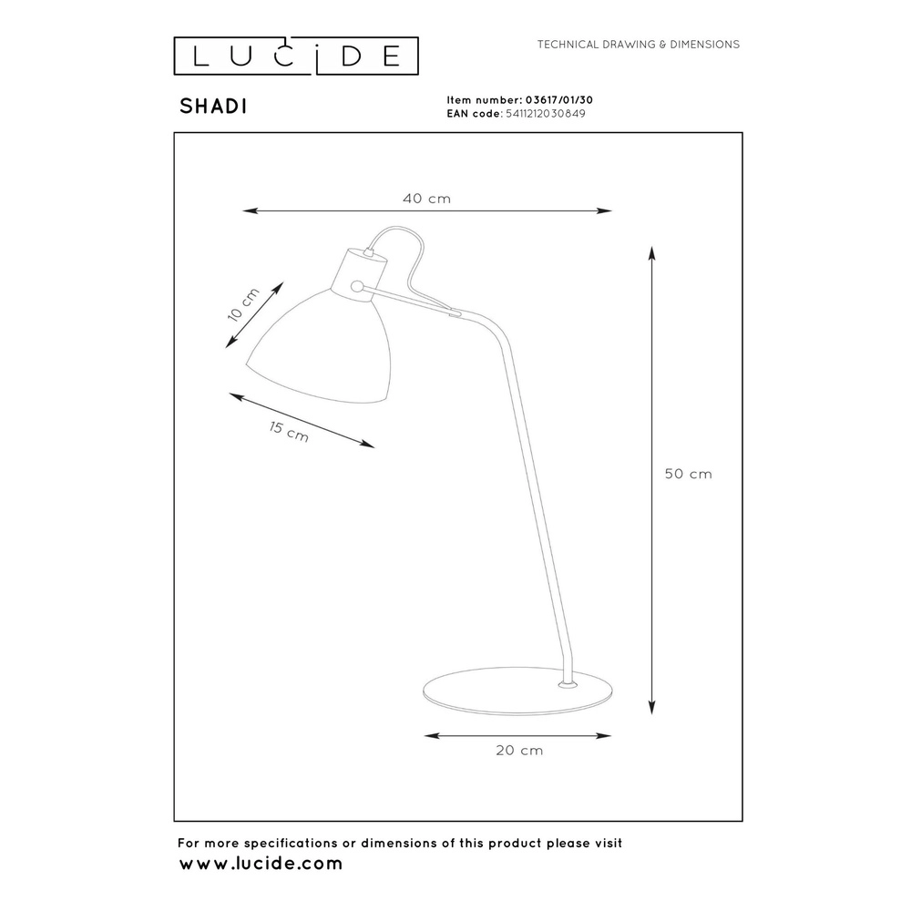 Desk lamp Shadi Black Lucide 5411212030849