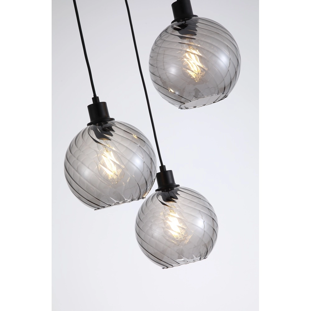 Pendant lamp Radiance 3-light black Searchlight 5053423305820