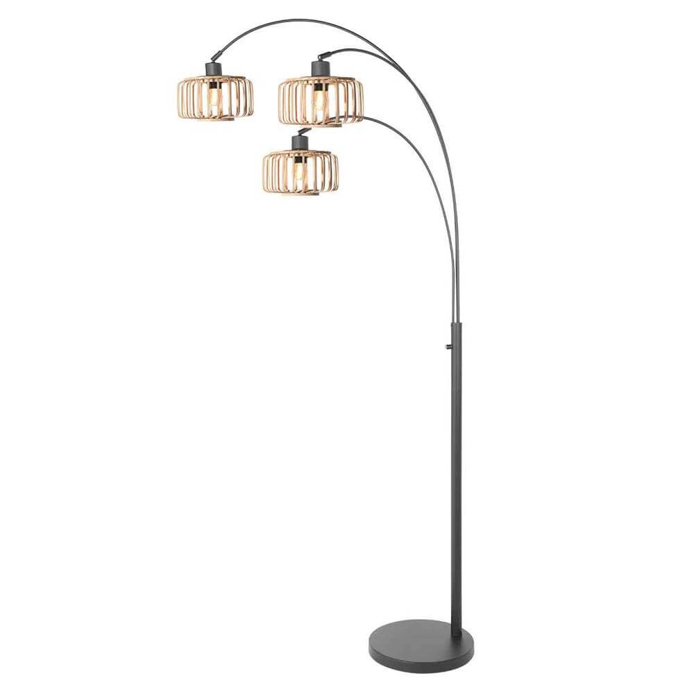 Bamboo floor lamp Sparkled Light with black Steinhauer 8712746176803