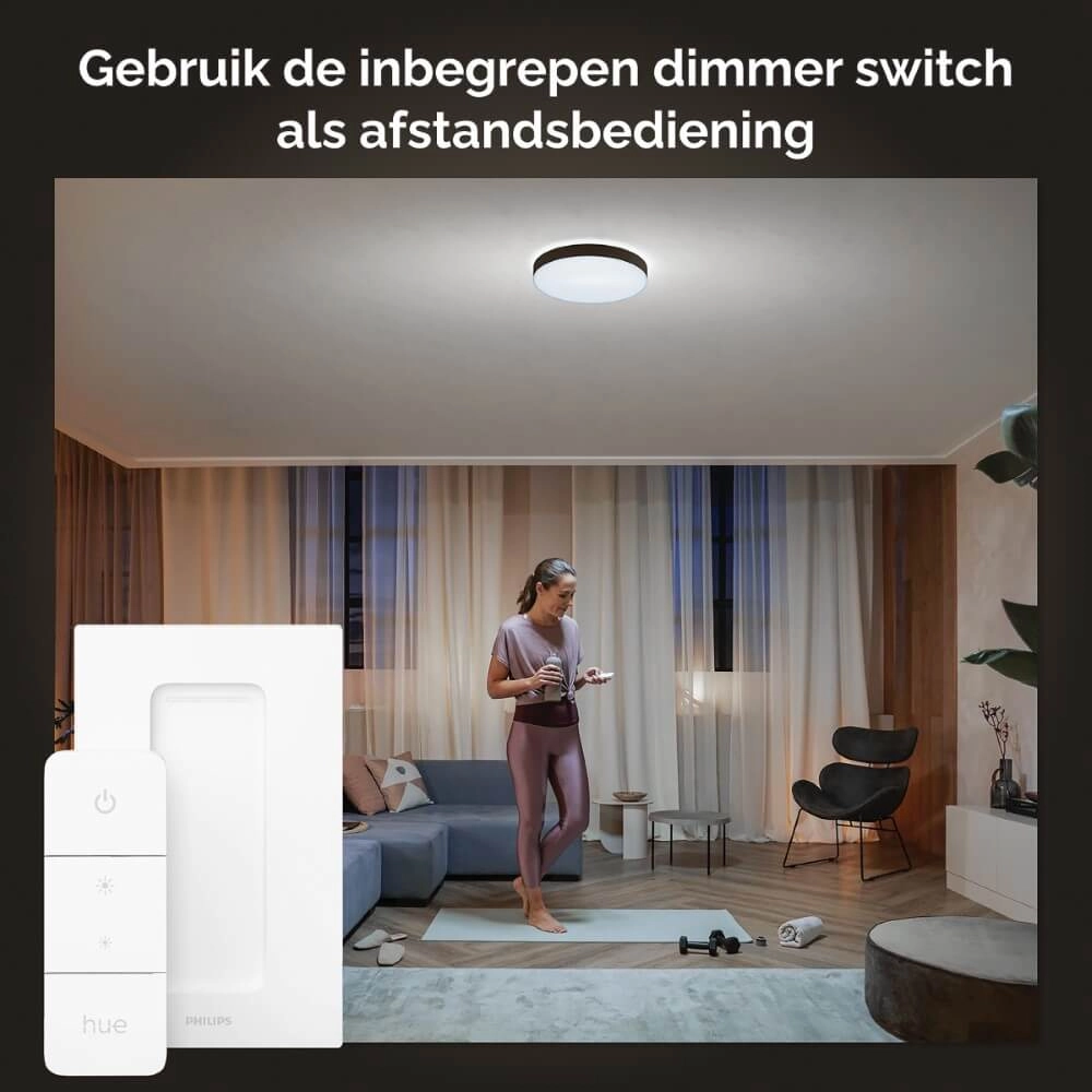 Ceiling lamp Hue Enrave XL - White Ambiance Ø 55.1cm black Philips 8718696176481