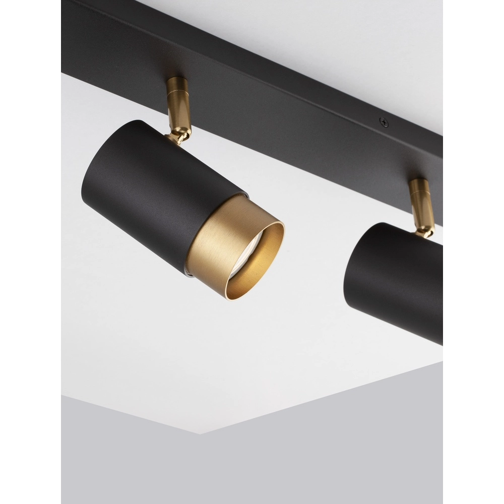 Ceiling spotlight Pogno 3-light black with gold straight Lyora 5212017430854