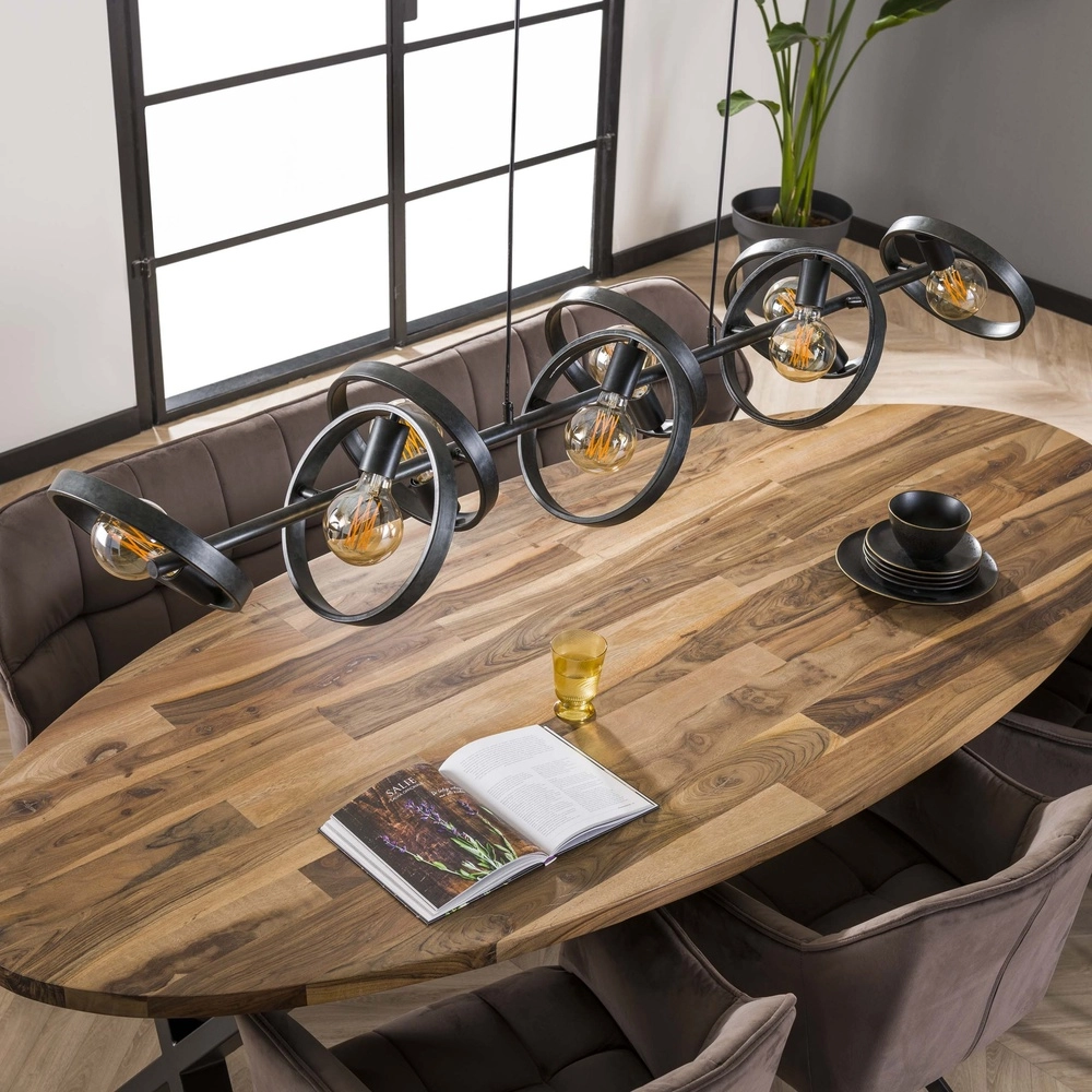 8 rings pendant light dining table Hover charcoal - Ø 26cm Lyora 8716803513389