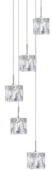 Vide pendant lamp Ice Cube 5x5w - 3000K - 18cm metallic grey Searchlight 5053423102054