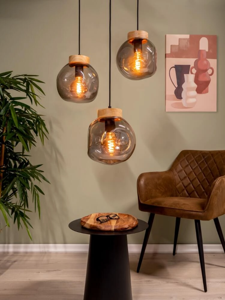 Round hanging lamp Magacela 3-light with smoke glass Stars of Light 9008606274505
