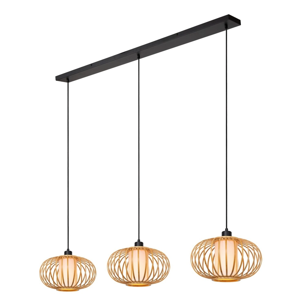 Pendant lamp Thuline 3-light wood look Lucide 5411212051790
