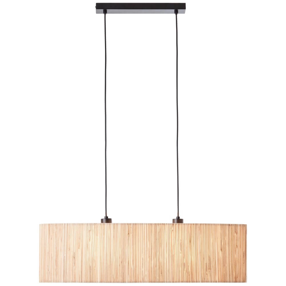 Pendant lamp Wimea Oval 78cm black with seagrass
