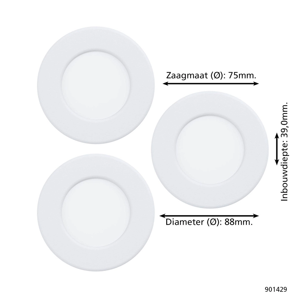IP44 recessed spotlight Fueva 6-Z Zigbee - white - Ø 8.8cm Eglo 9008606330997