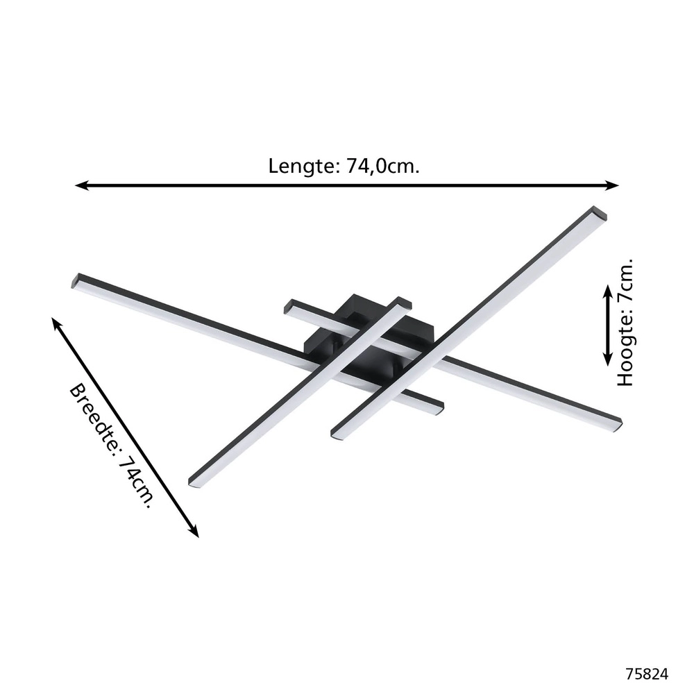 Design ceiling lamp Vascella black 74cm Eglo 9002759758240