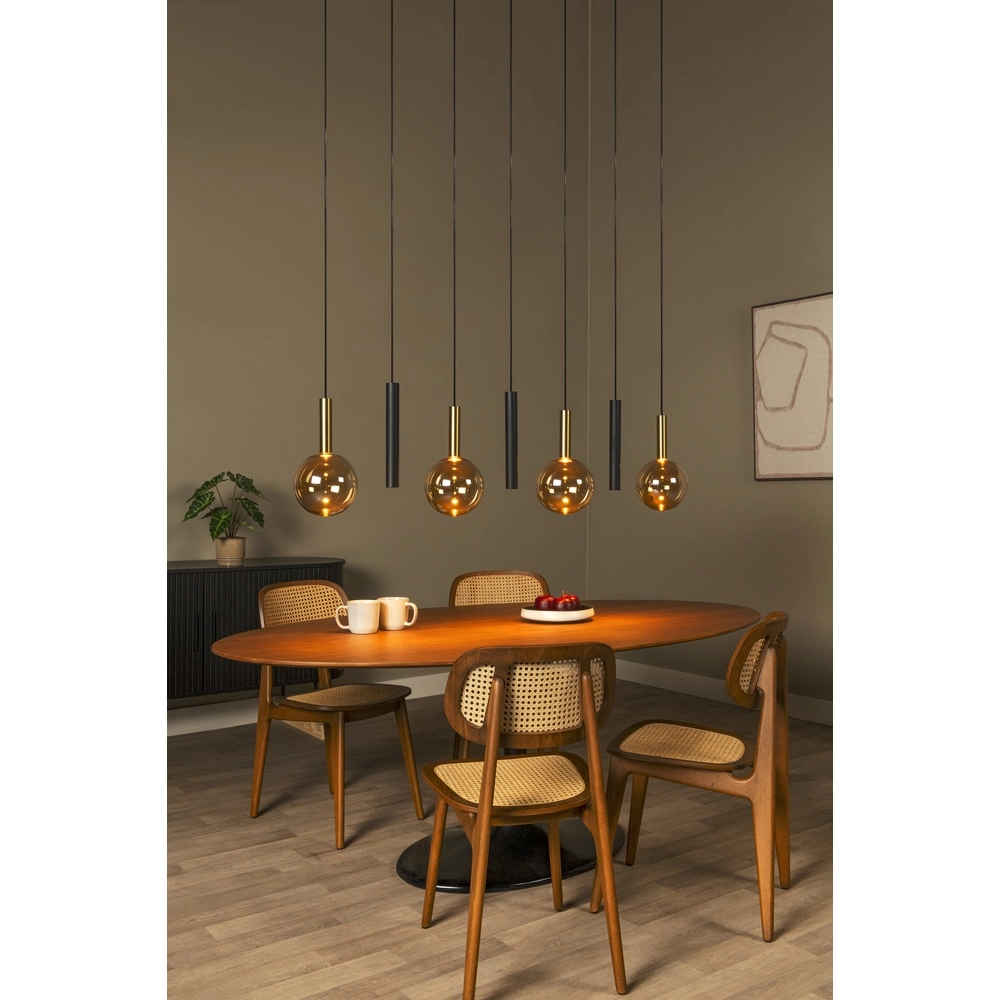 7-light pendant lamp Josiane black with gold Lucide Vibes 5411212212351
