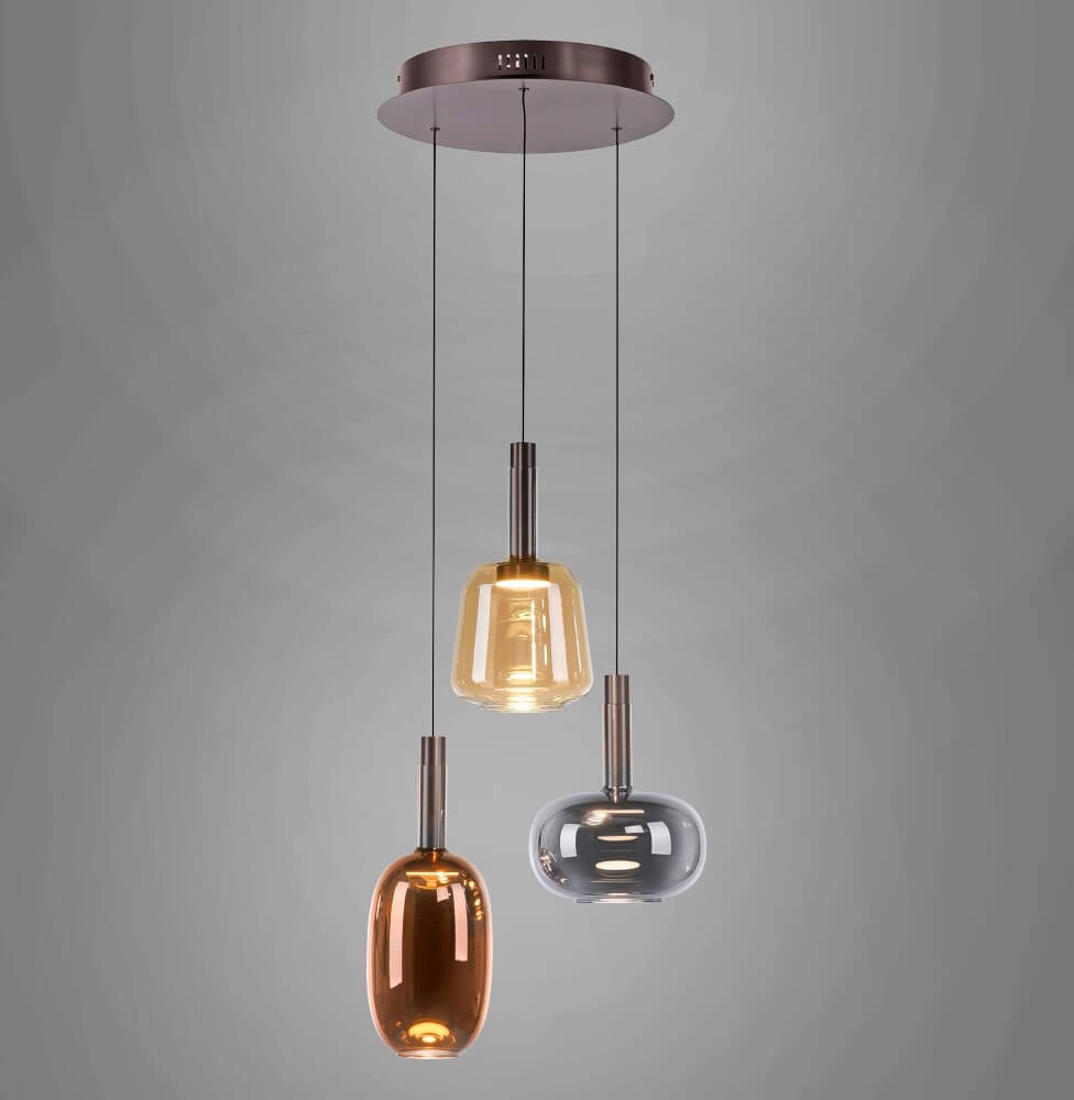 Cheerful hanging lamp Irides 3-light round Paul Neuhaus 4012248385845