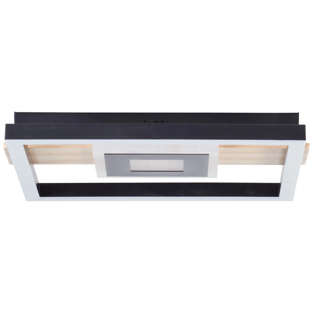 Ceiling lamp Baldo Square black with wood Brilliant 4004353420030