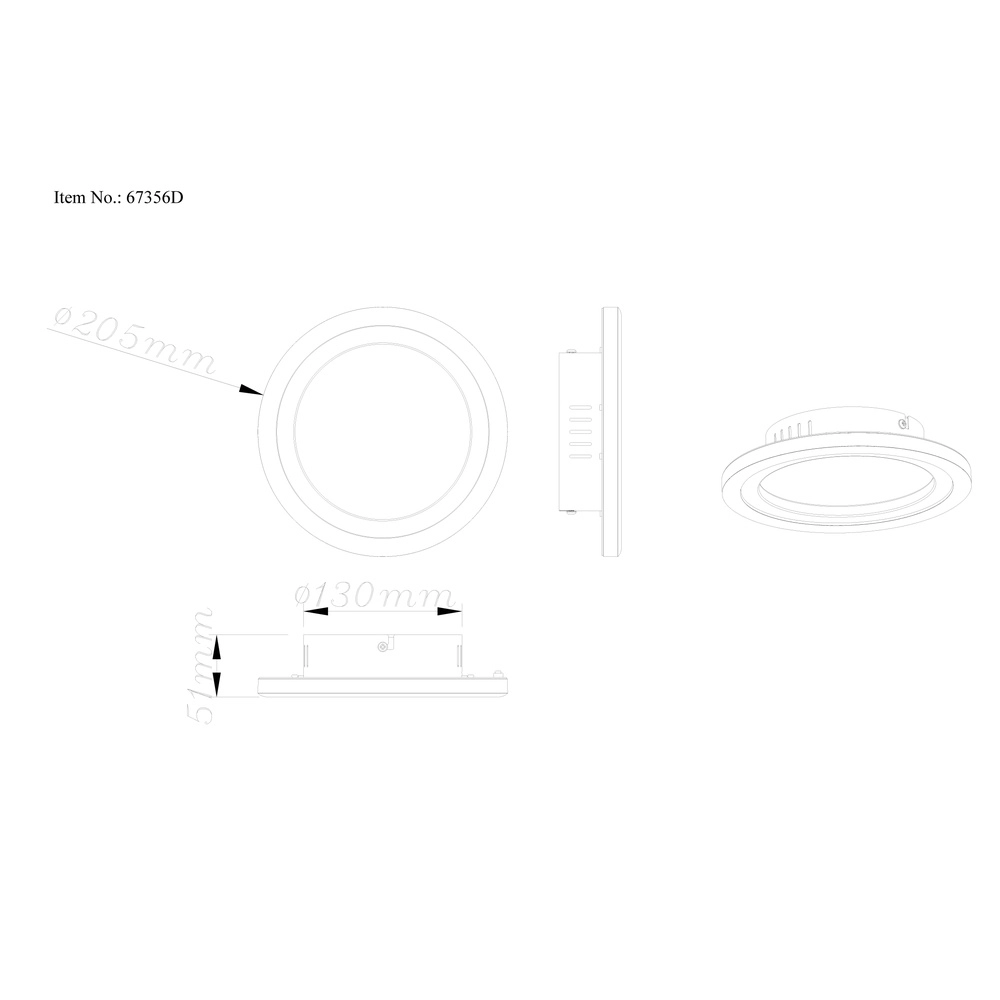 Ceiling lamp Dakari I Single ring black Globo 9007371531783