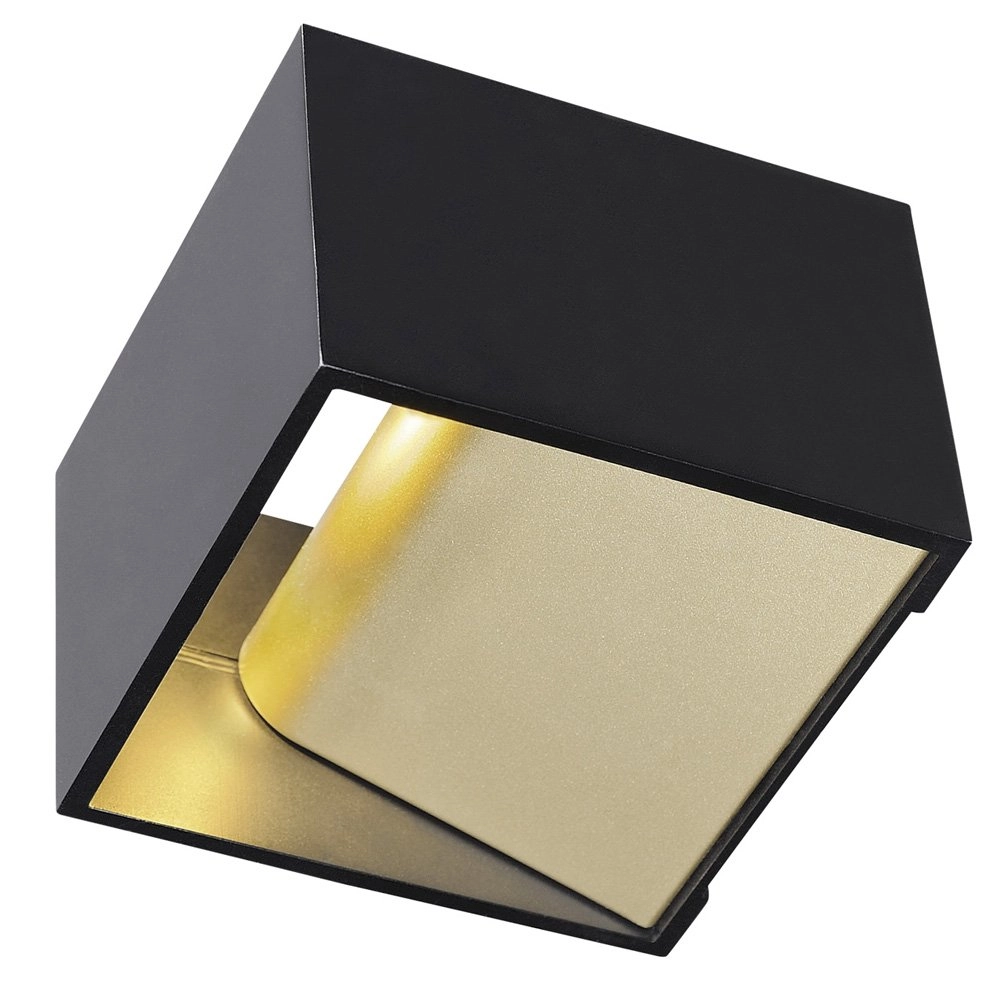 Wall lamp Logs Up - Down Square Black with Gold