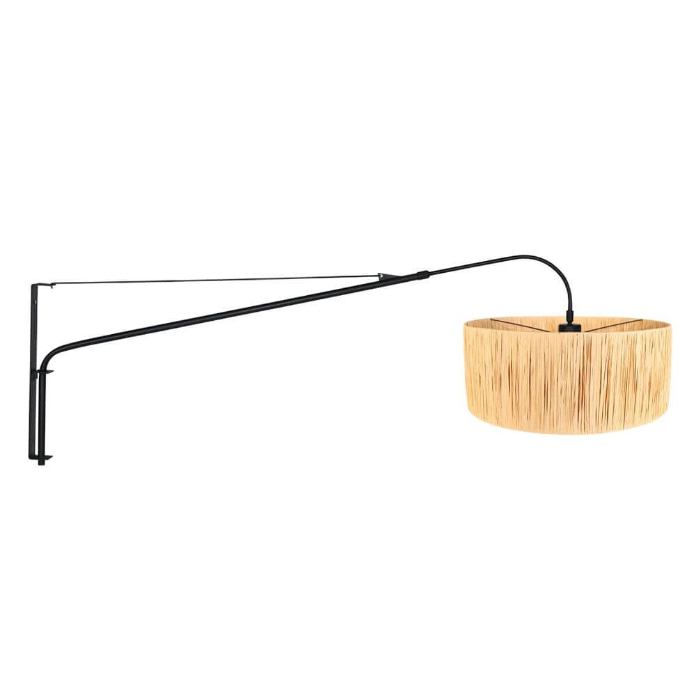 Wall lamp Elegant Classy black with straw shade