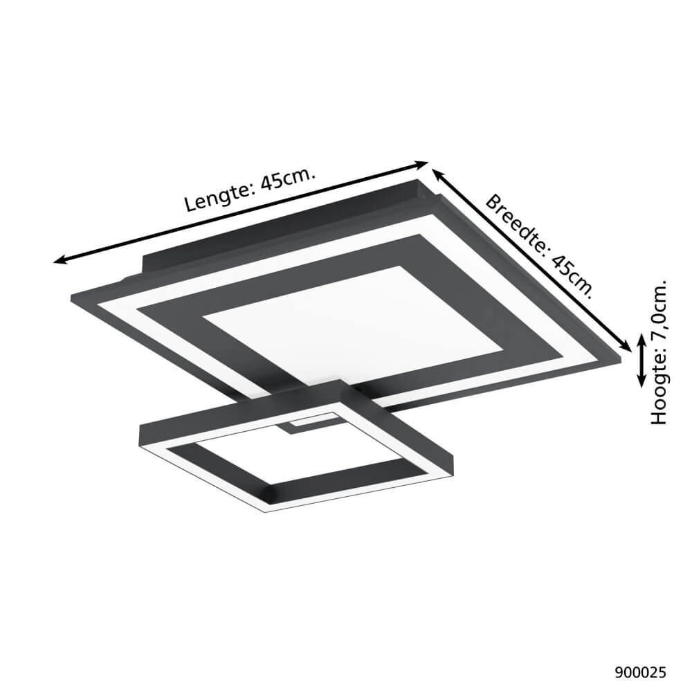 Ceiling light Zigbee Savatarila-Z 45x45cm black Eglo 9008606221691