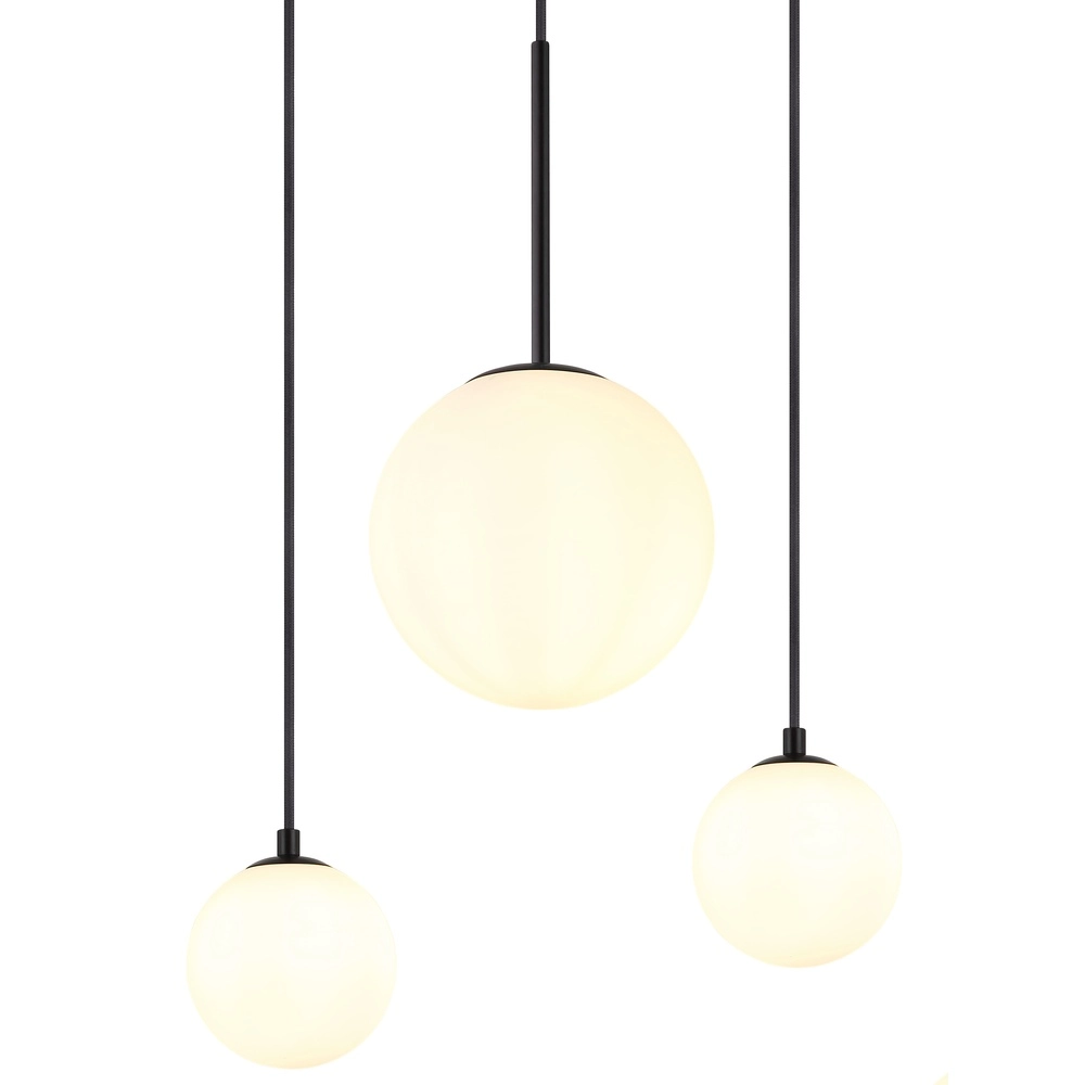 Design pendant lamp Hallie 6-light black with white spheres Globo 9007371448920