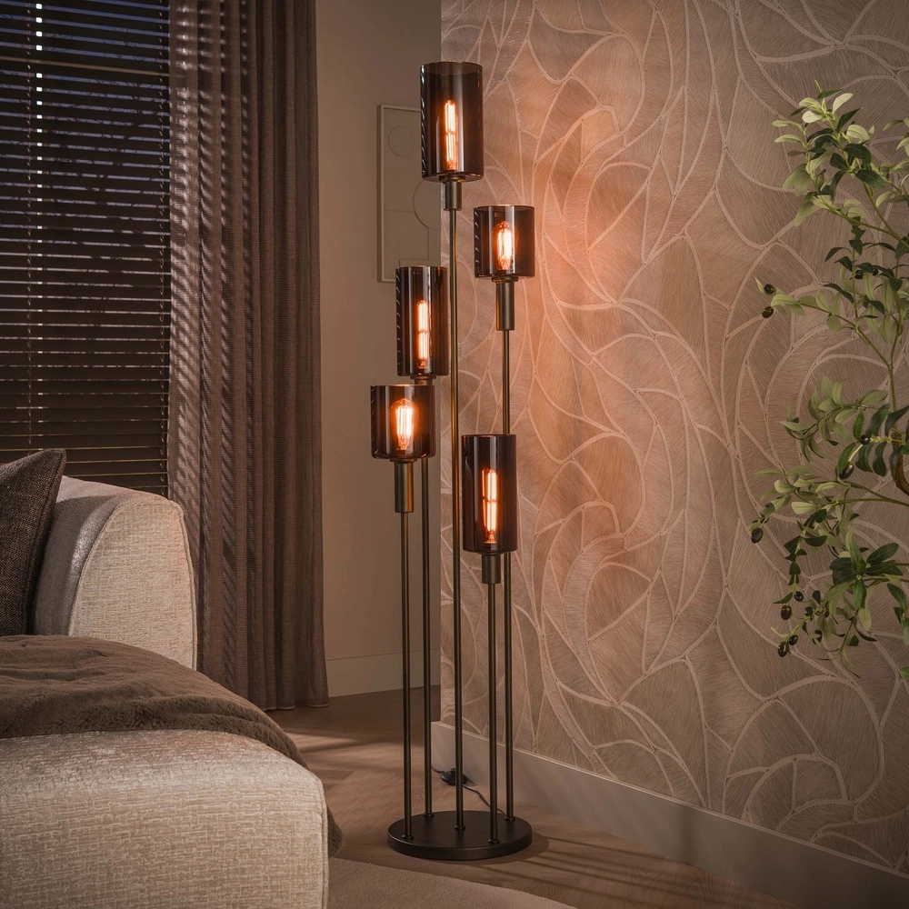 Design vloerlamp Sepiora 5-lichts sienna bruin