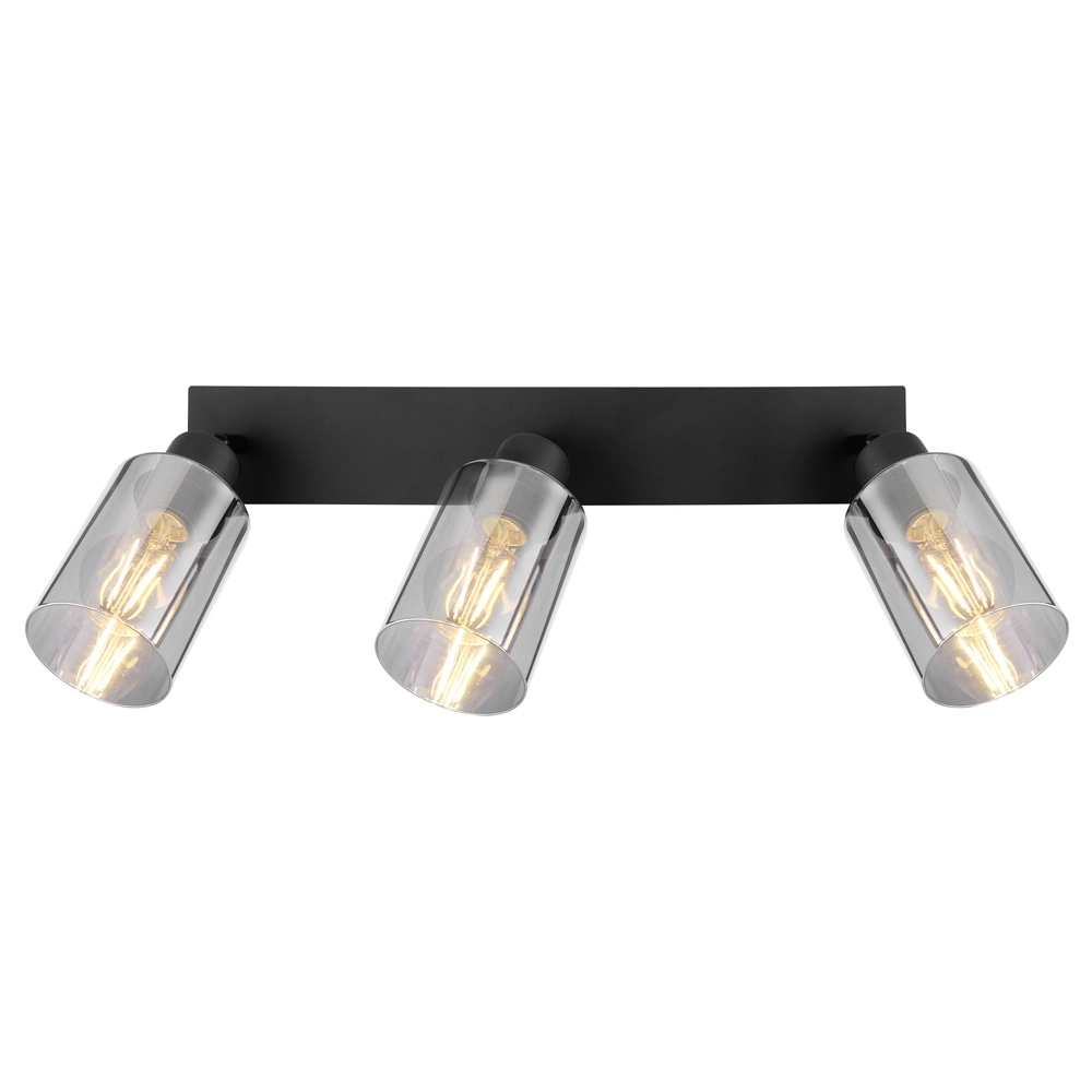 Ceiling lamp Hadera 3-light black with smoke glass Globo 9007371443215