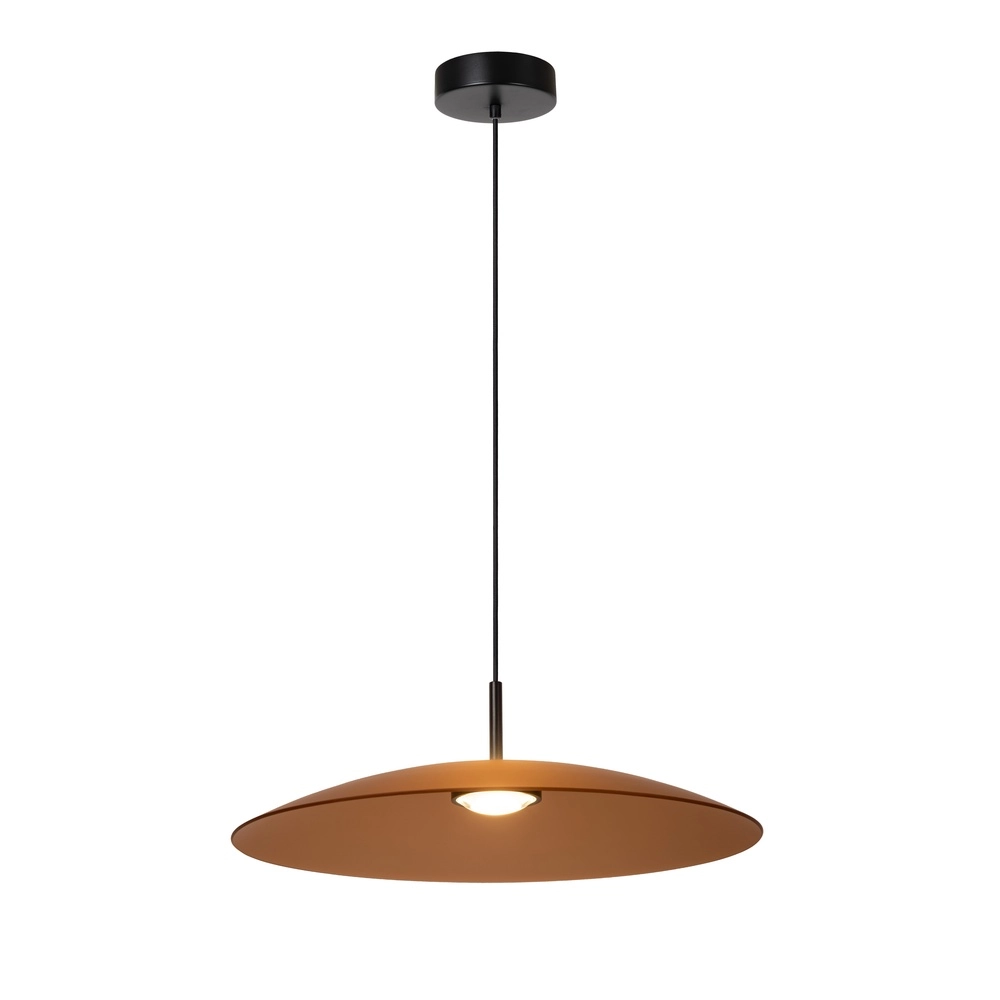 Sleek pendant lamp Menga Ø 60cm amber glass