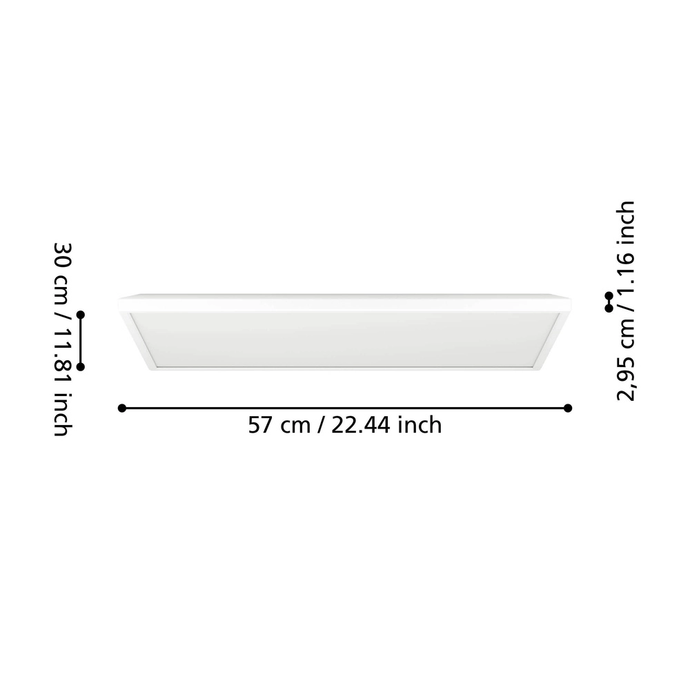 Bathroom ceiling light Rovito Square - White - 57x30cm Eglo 9008606329977
