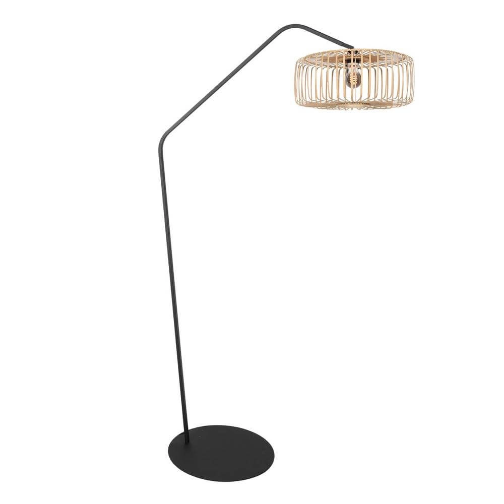 Floor lamp Zig-Zag black with bamboo shade Ø 50cm