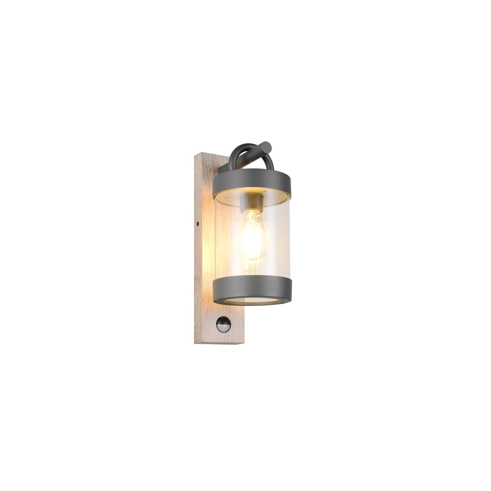 Wall lamp Sambesi Grey with wood and sensor