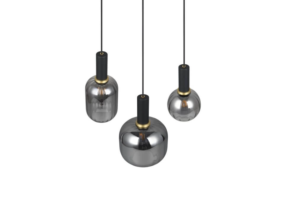 Dining room pendant lamp Diva 3-light - smoke glass Trio 4017807614565