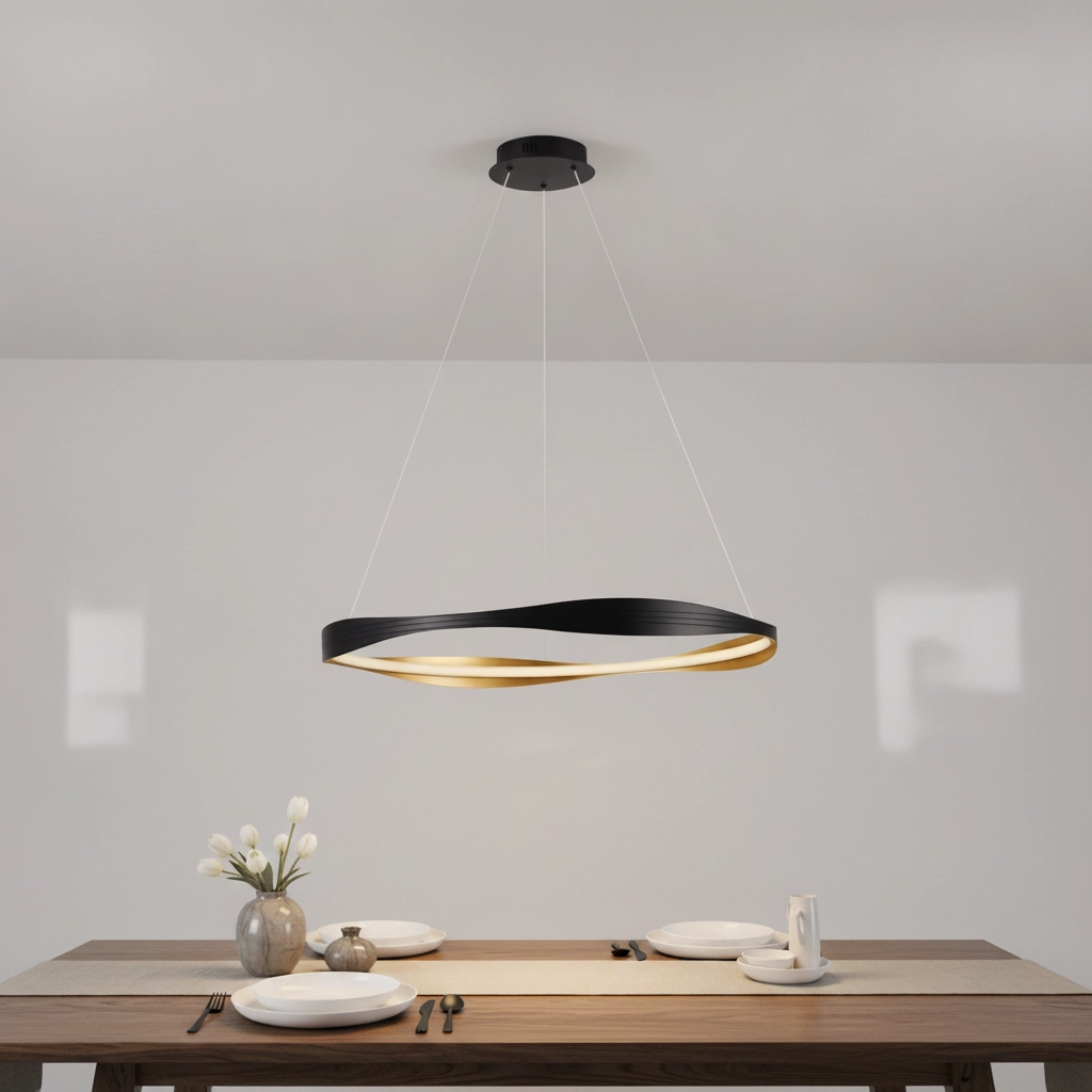 Design pendant lamp Dobi Ø 80cm black with gold