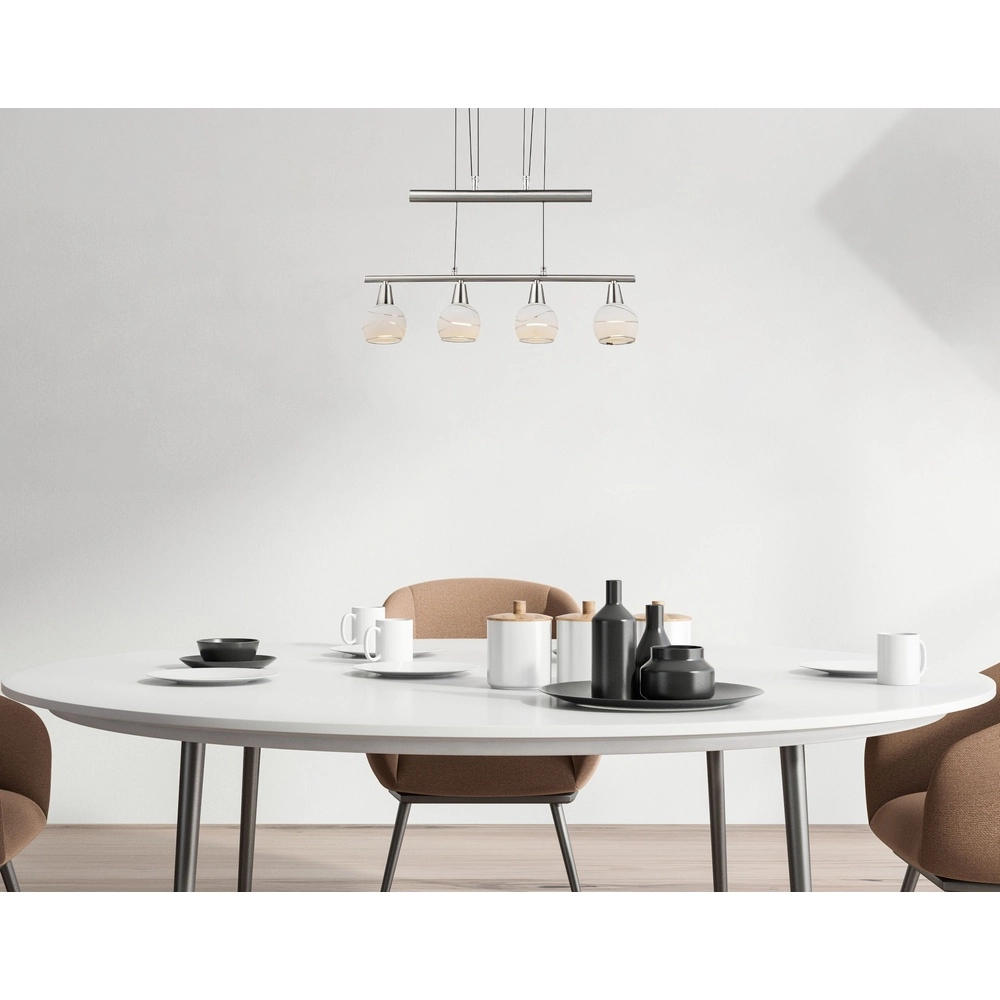 Pendant lamp Elliott 4-light nickel Globo 9007371319909