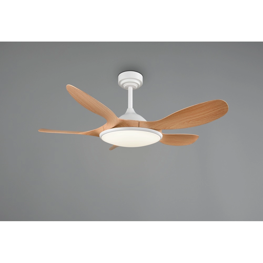 White fan Flen with wooden tops Ø 108cm Trio 4017807689297