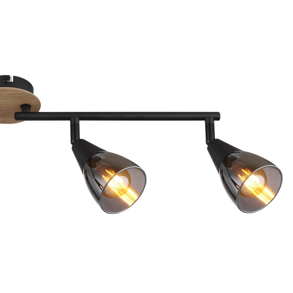 4-light ceiling lamp Mubby black with wood look Globo 9007371451869