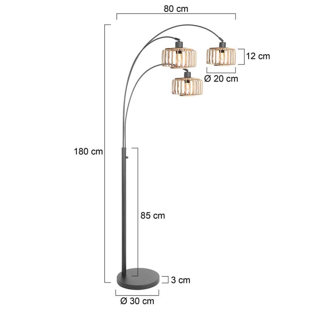 Bamboo floor lamp Sparkled Light with black Steinhauer 8712746176803