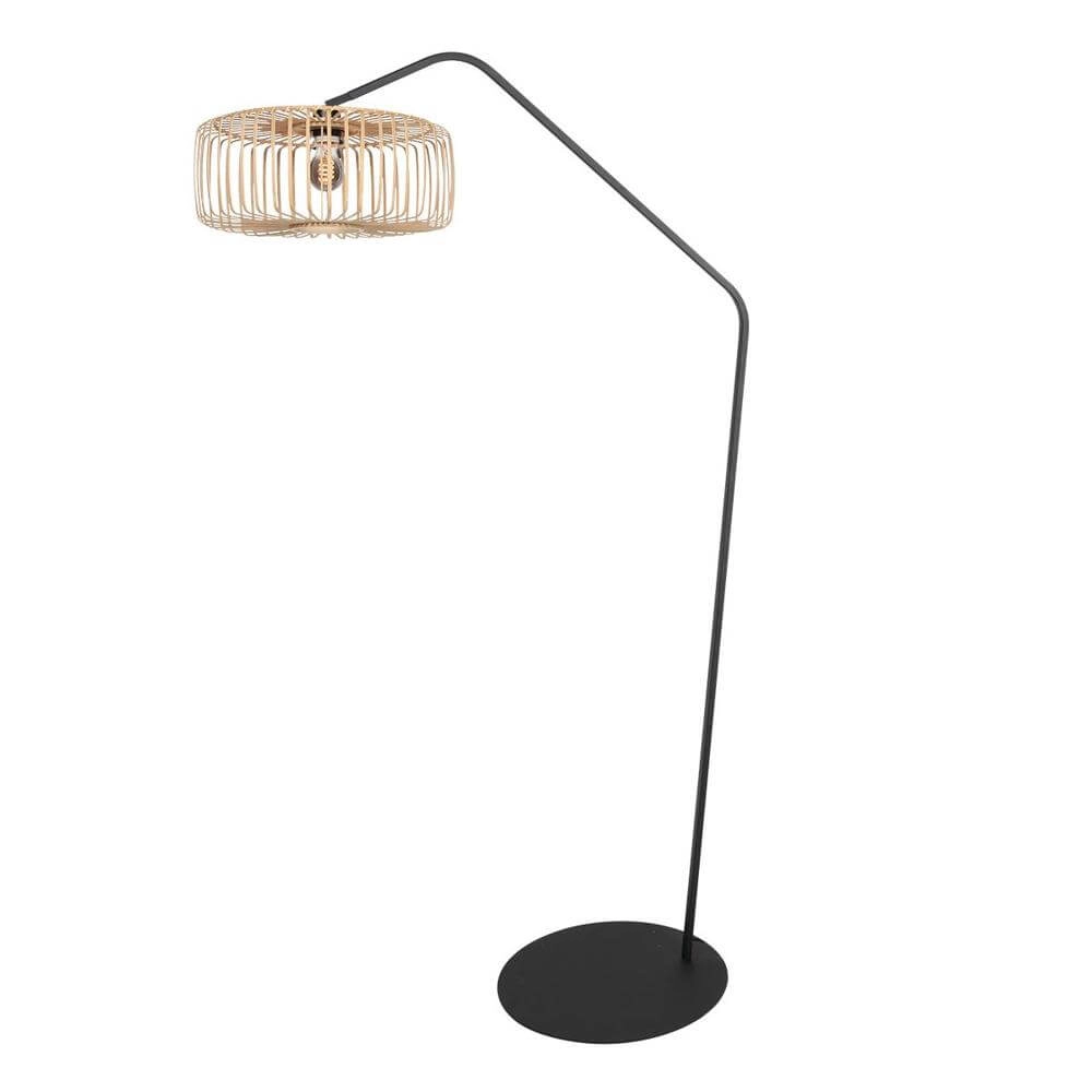 Floor lamp Zig-Zag black with bamboo shade Ø 50cm Steinhauer 8712746179316