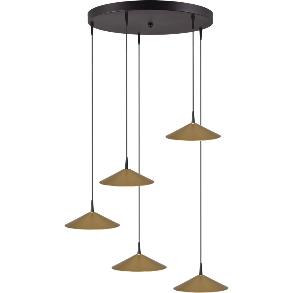 5-light pendant lamp Ceppo black with gold Ø 22cm round