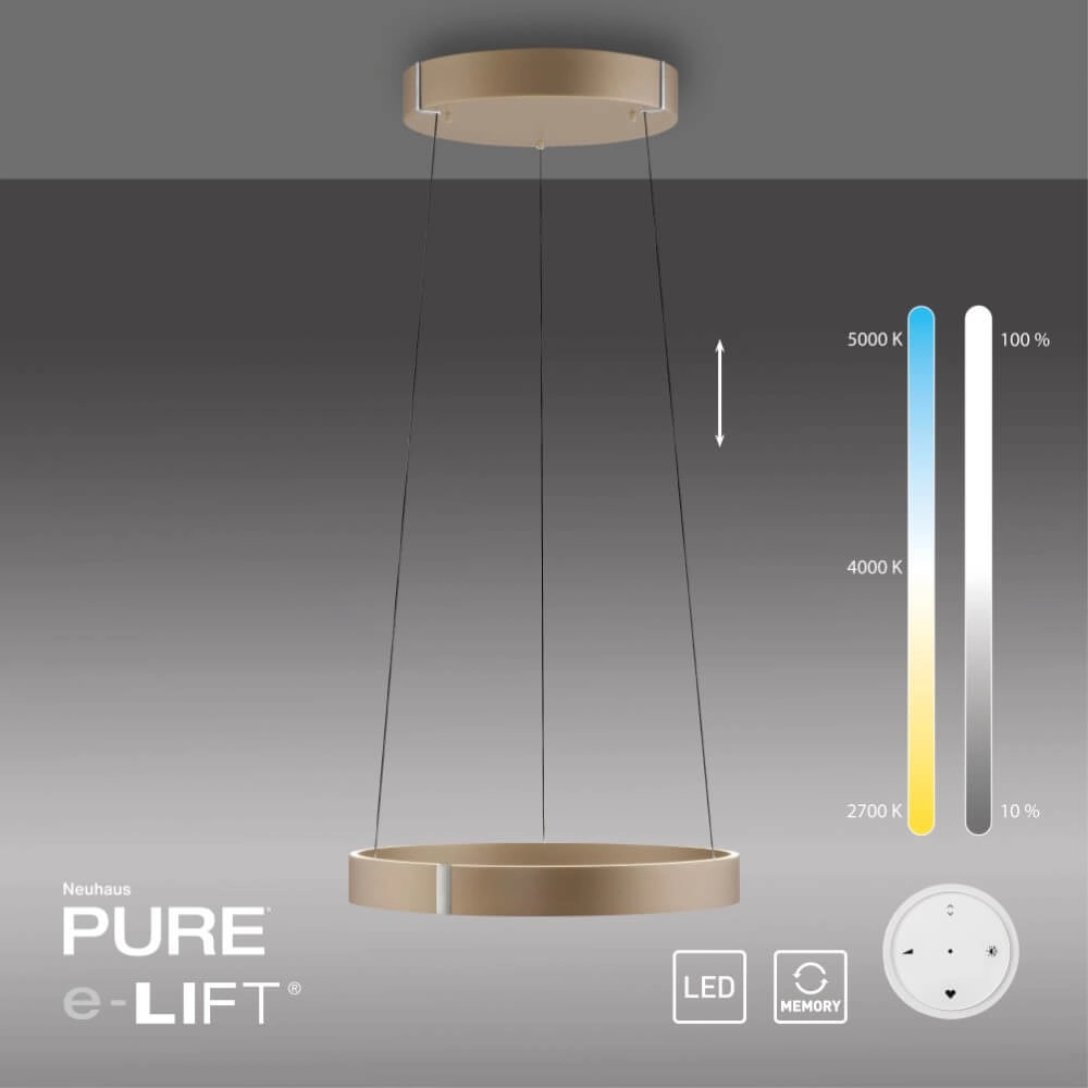 Round hanging lamp Pure E-Clipse bronze Ø 50cm Paul Neuhaus 4012248386408