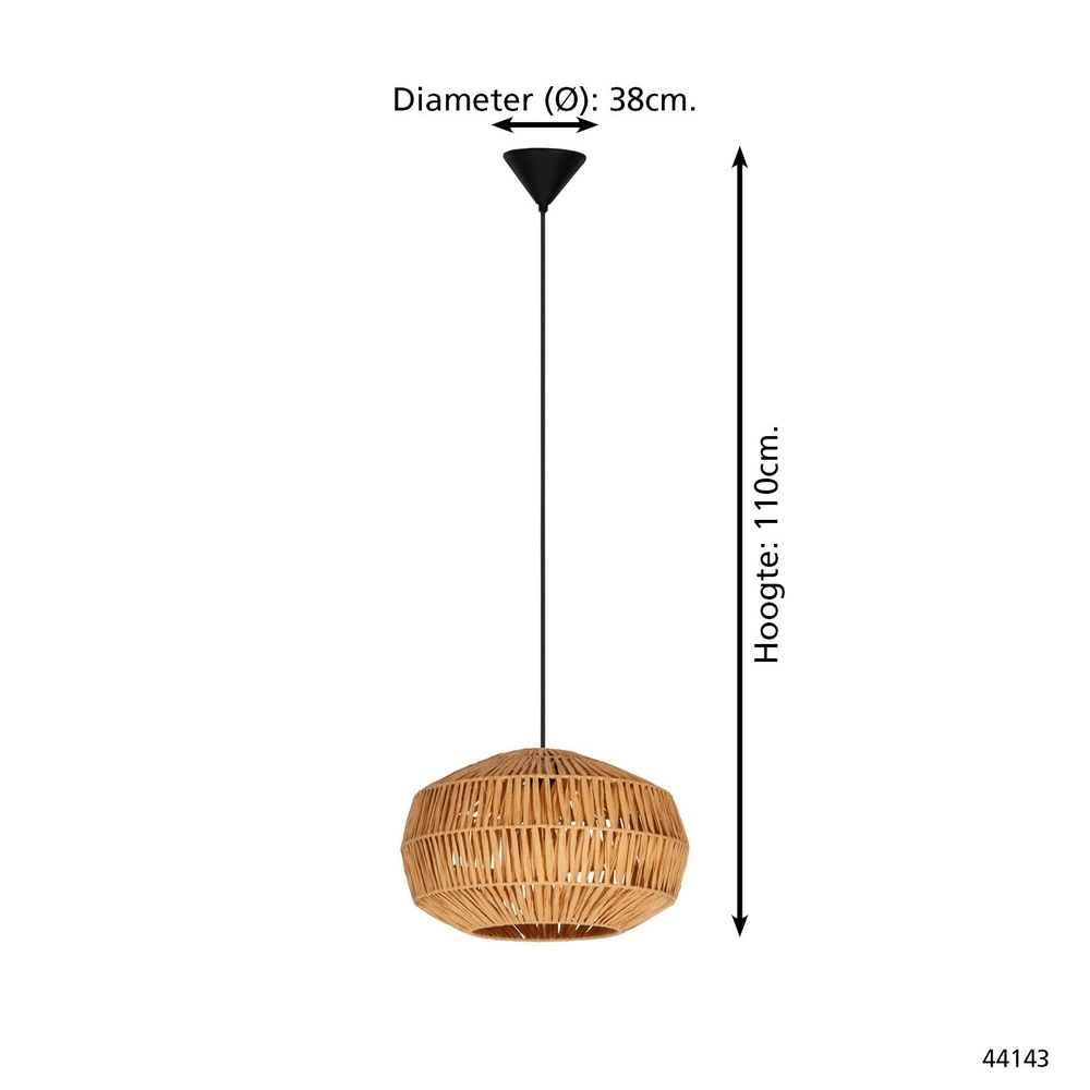 Rattan pendant lamp Sheldon Ø 38cm Eglo 9008606359783