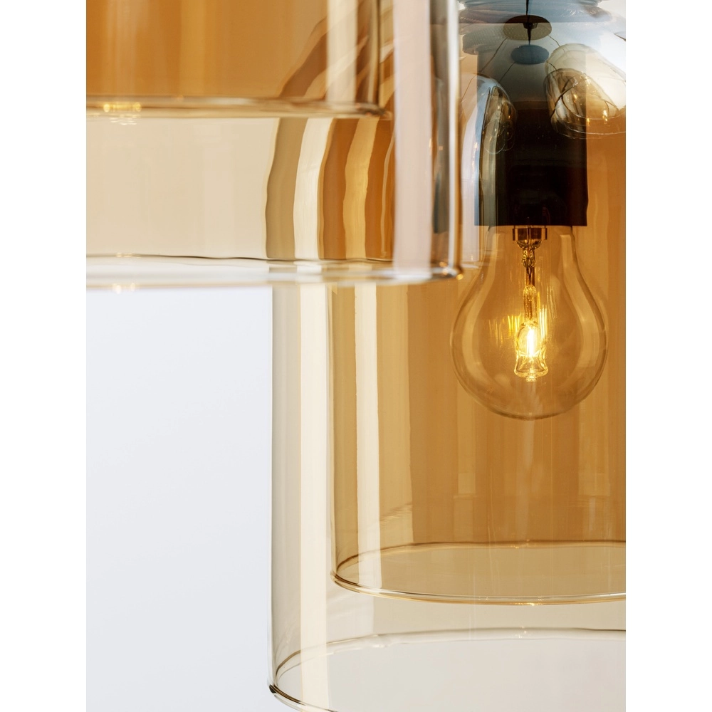 Pendant lamp Velor 3-light black with amber glass round Lyora 5212017431219