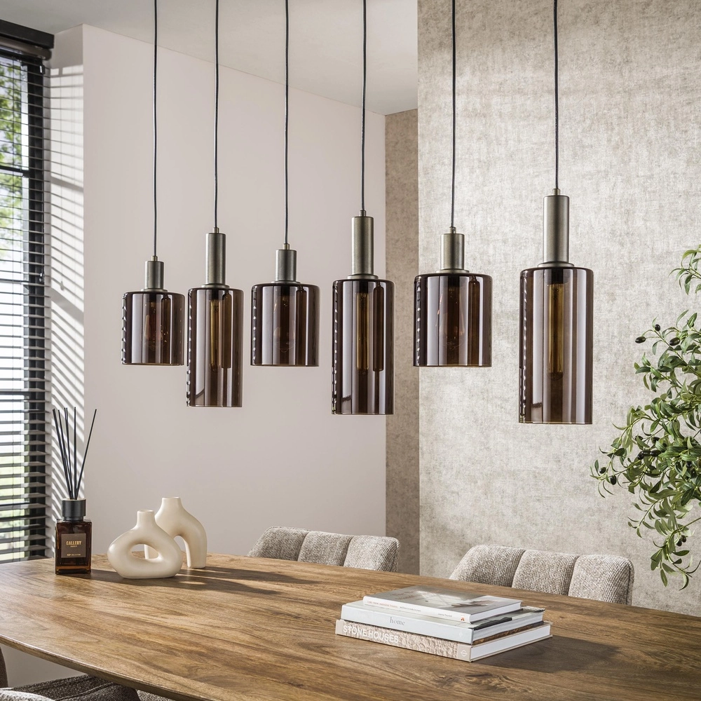 Dining table pendant lamp Sepiora Sienna brown - dark glass Lyora 8716803513457