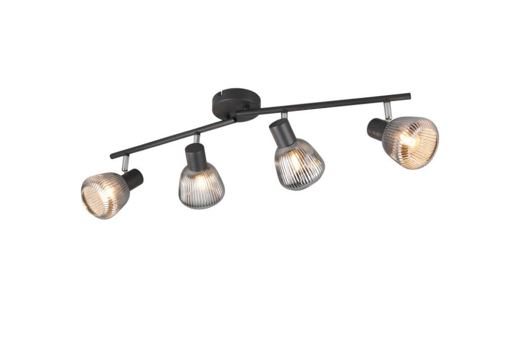 4-light ceiling lamp Tarifa with ribbed glass Trio 4017807615852