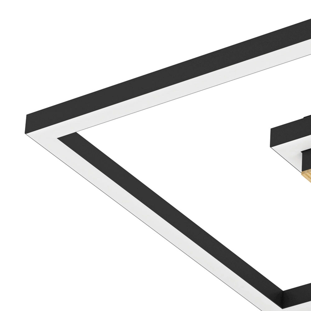 Led ceiling light Marinello black with wood Eglo 9008606327881