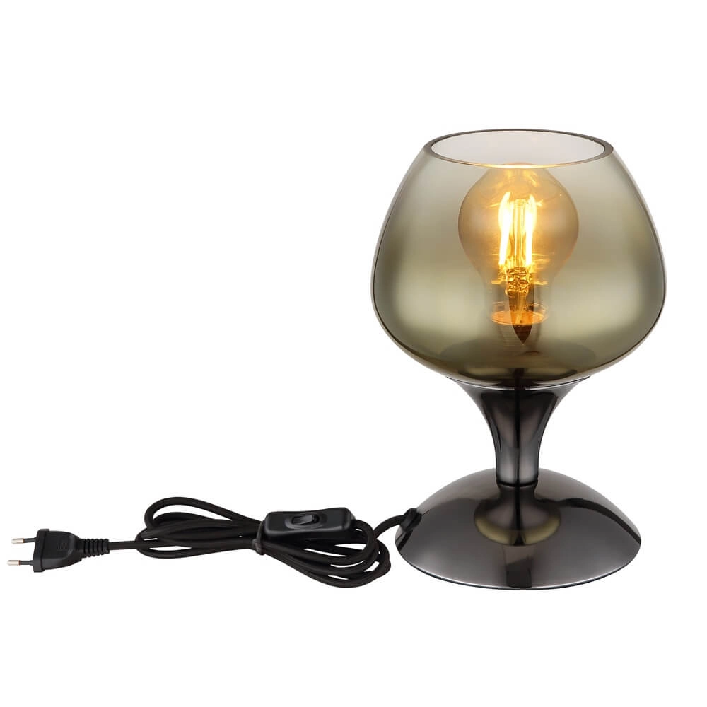 Gunmetal table lamp Maxy with amber glass Ø 15cm Globo 9007371462933