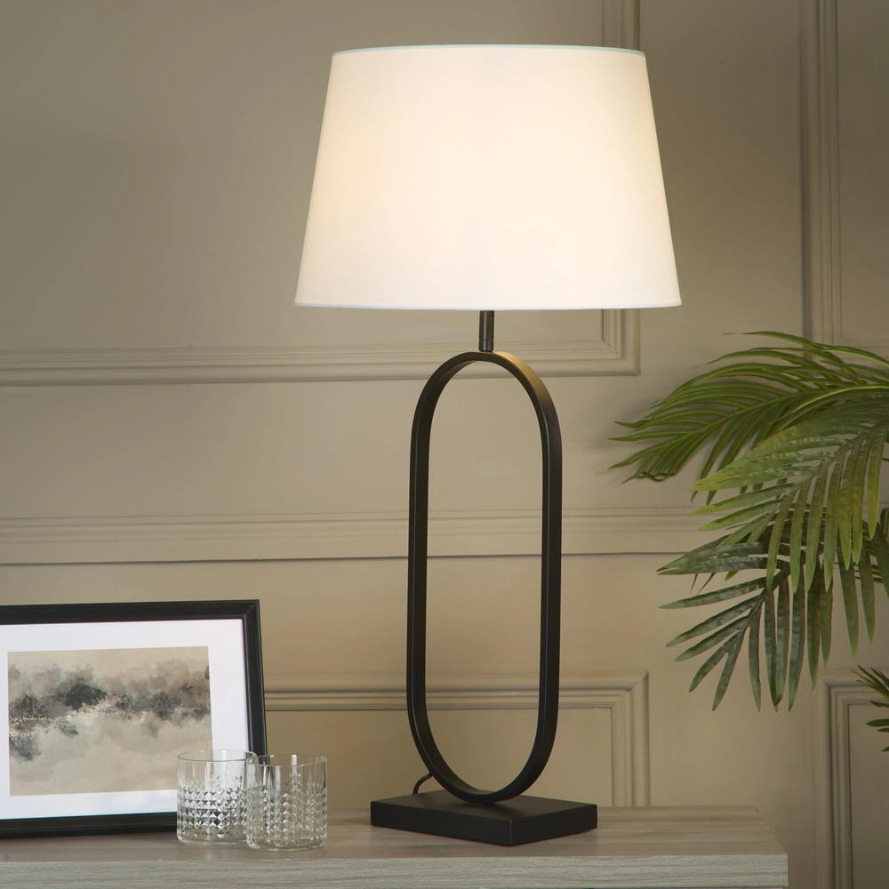 Table lamp Modish black with white hood Searchlight 5053423306261