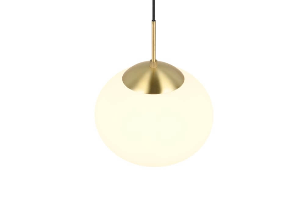Oval pendant lamp Fomento Ø 30cm - brass with white glass Trio 4017807616217