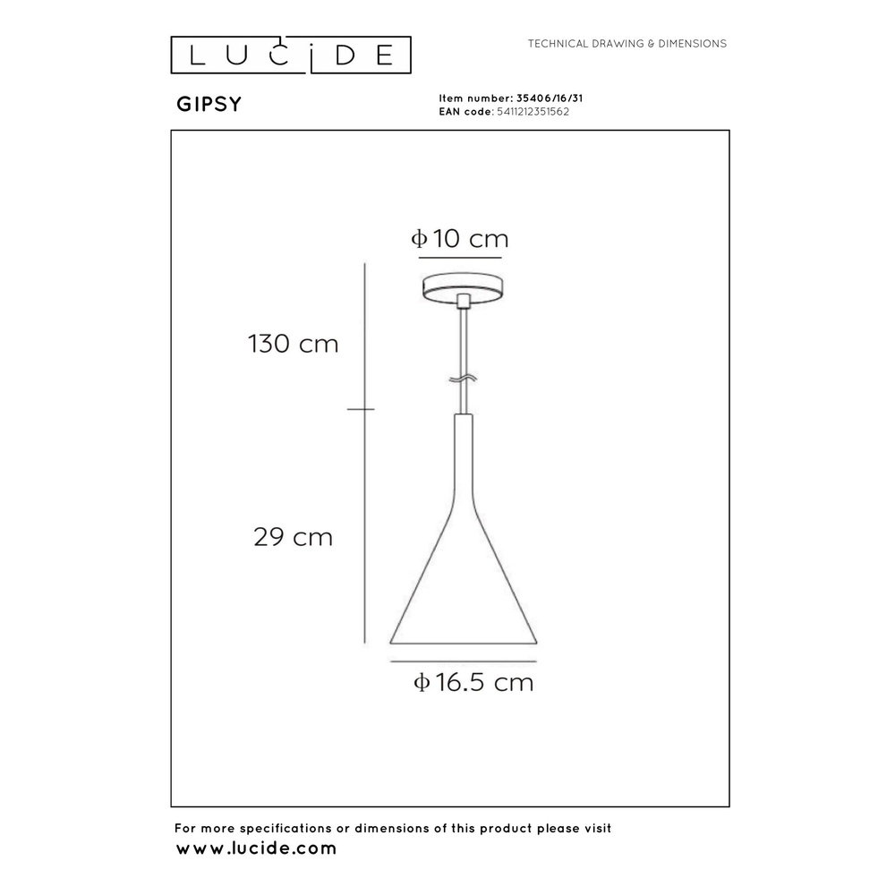 Design pendant lamp Gipsy E27 white Lucide 5411212351562