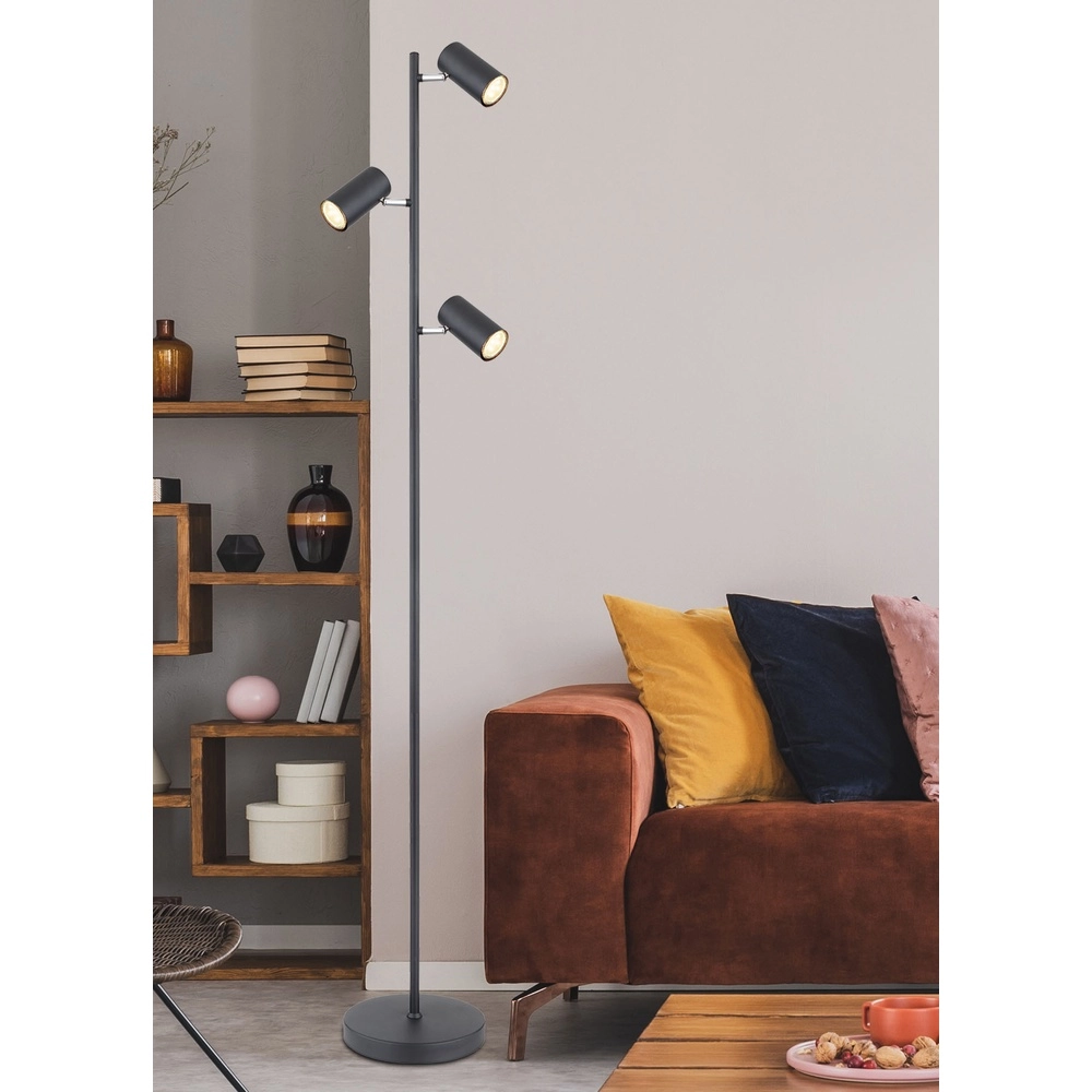 Floor lamp 3-lights Robby Black Globo 9007371419845