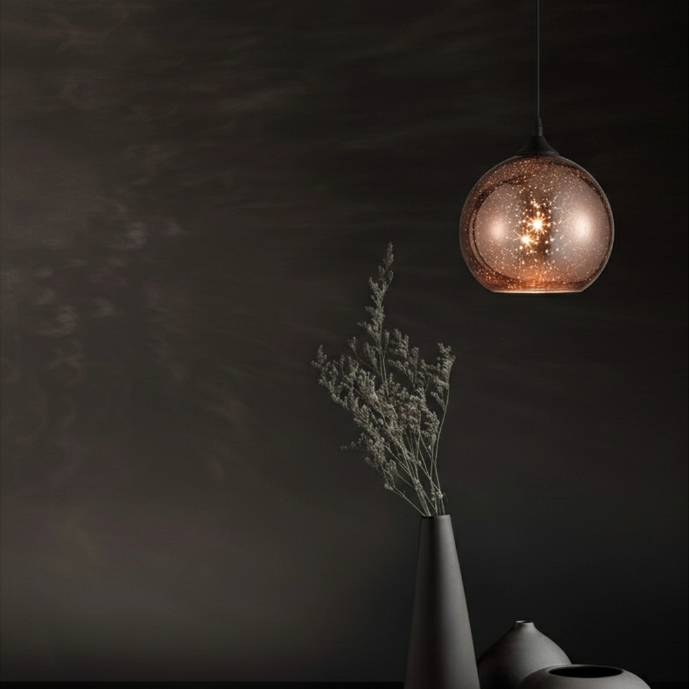Pendant lamp Blaze Single copper glass