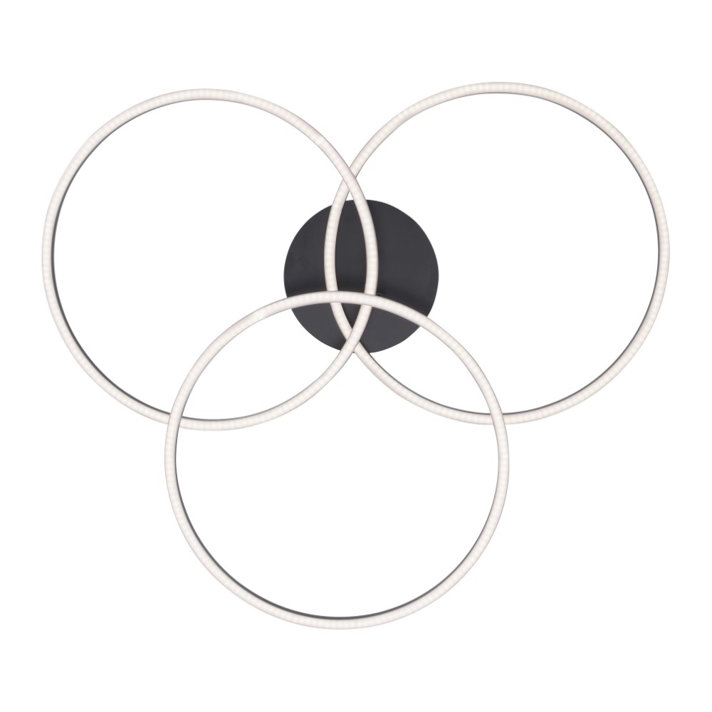 Modern ceiling lamp Ivanka 3-ring black Just Light 4043689970567