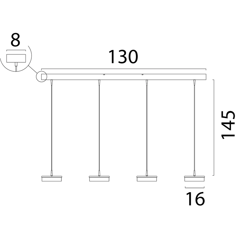 4-light pendant lamp Imperia 130cm black with gold Masterlight 8718121352503