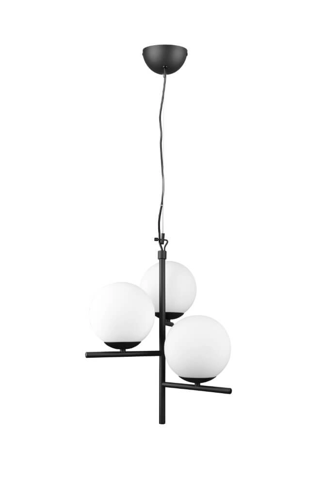 Pendant lamp Pure 3-light black with white spheres