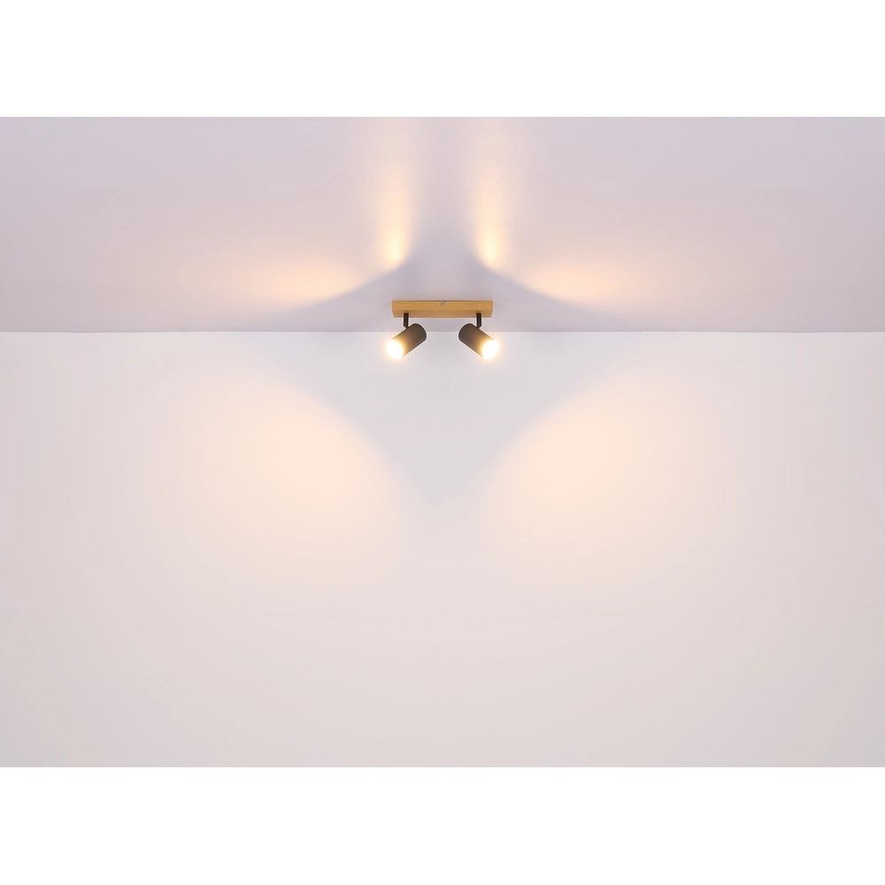 Ceiling lamp 2-lights Robby wood Globo 9007371430529